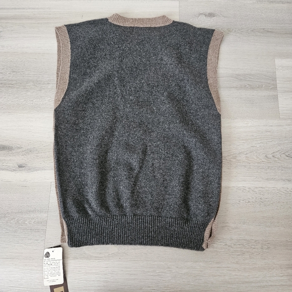 NWT Knit Wool VEST 100% Lambs Wool Vintage 80's Neutral Grandpa Grandma Academia - Picture 2 of 12